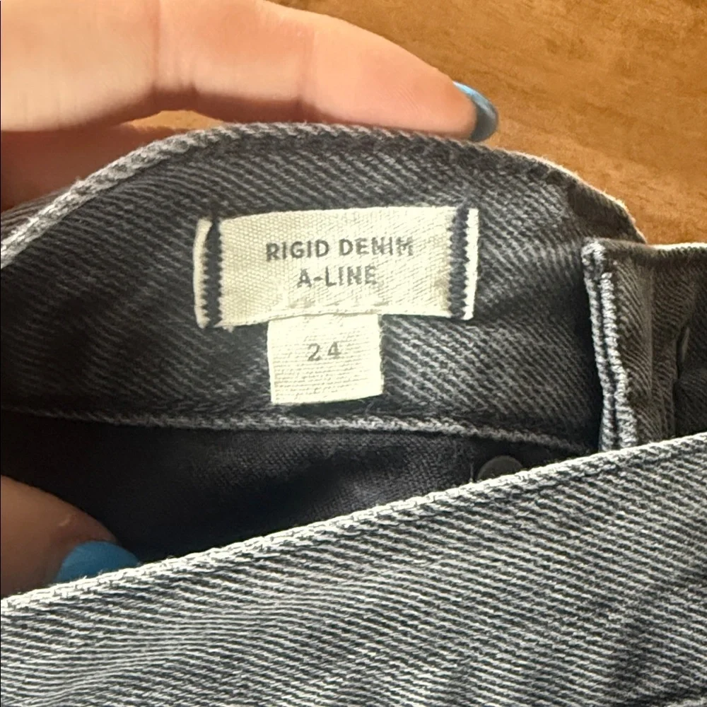 Madewell washed black Denim Mini Skirt with Raw Hem